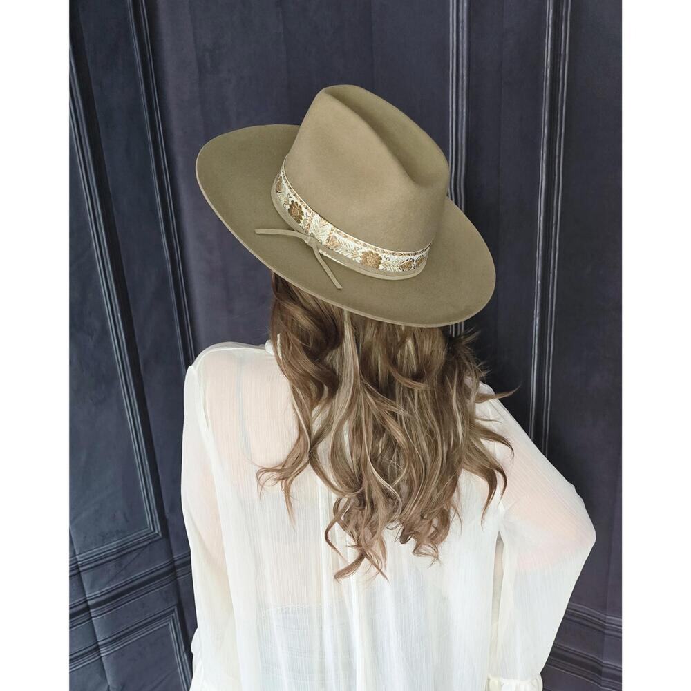 Taupe Austrailian Wool Wide Brim Olive and Pique Hat CH7